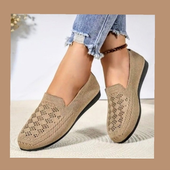 🍁 Like Brand New Beige-Khaki Women's Slip-On Breathable Flats - Picture 1 of 6